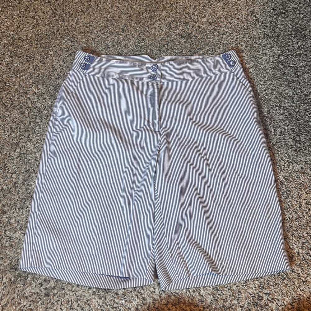 EP Pro Golf Shorts‎ Striped Blue White Button Accent Size 10